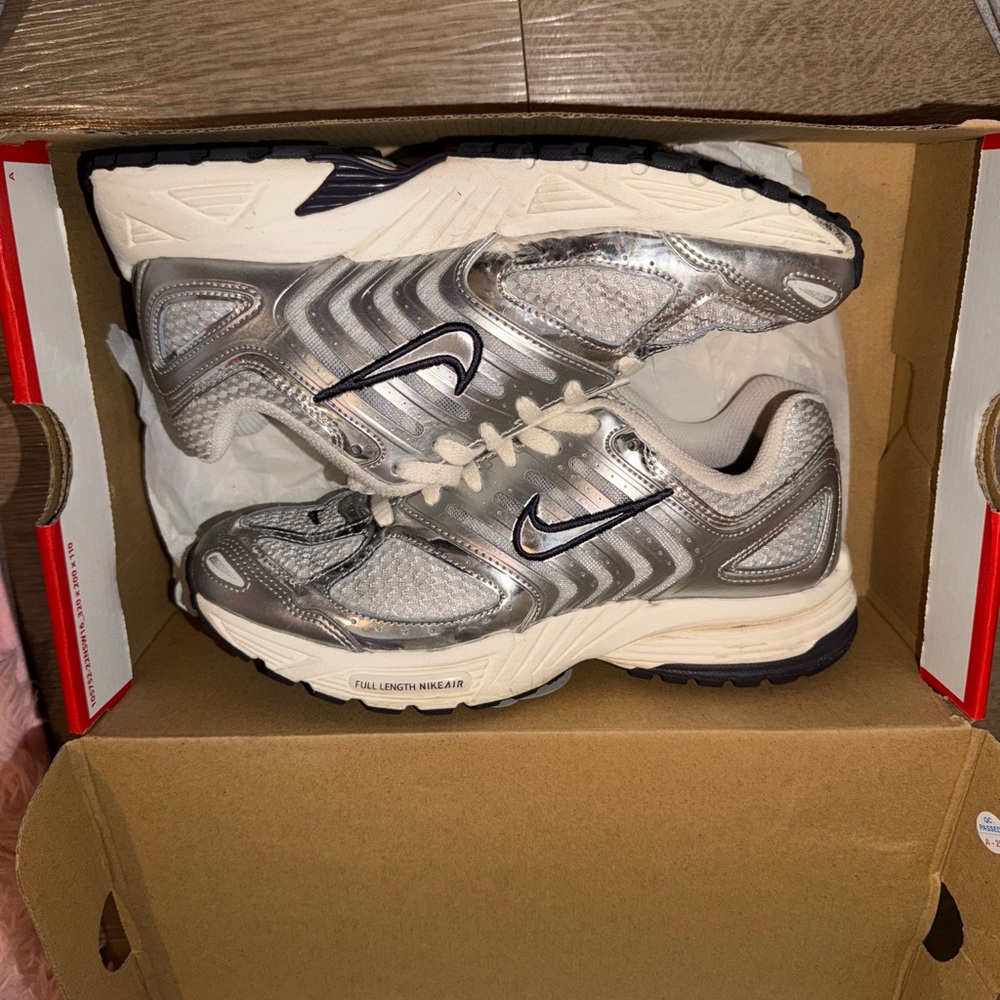 Nike Silver and White Athletic Shoes